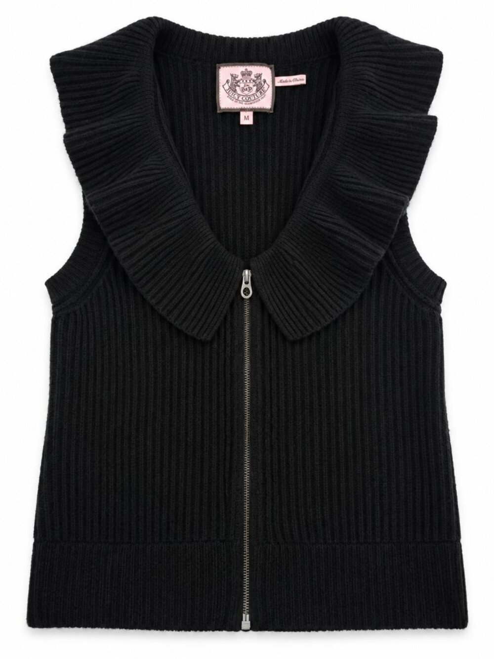 Juicy Couture Women’s Wool Cashmere Knit Zip Front Vest Black Size M